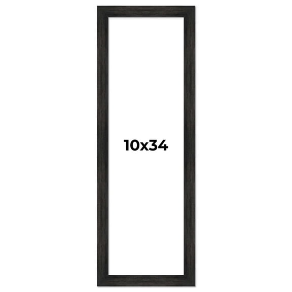 10x34 Frame Black Rustic Barnwood Solid Wood Picture Frame | 1.5 Inch Moulding Width | Includes UV