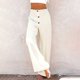 thumbnail image 2 of Pantalones palazzo de lino de cintura alta y pierna ancha para mujer, con cordón y bolsillos, 2 of 6
