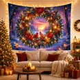 thumbnail image 3 of Cardinal Birds on Snowy Wreath in Sunset Forest, Whimsical Fantasy for Holiday Enthusiasts, Festive Wildlife Art Christmas Gift, Tapestry Wall Hanging for Bedroom and Living Room, 3 of 7