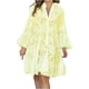 thumbnail image 2 of Vestidos lisos con ojales recortados para mujer Otoño Verano encaje manga larga cuello en V rayón gráfico vestidos largos mujeres 2023, 2 of 5