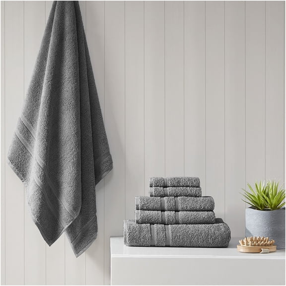 JERFIT 6-Piece Premium Turkish Cotton Towel Set, Ultra Soft & Absorbent, Charcoal Gray Bath, Hand & Wash Cloths, OEKO-TEX Certified, Quick-Dry, Antimicrobial