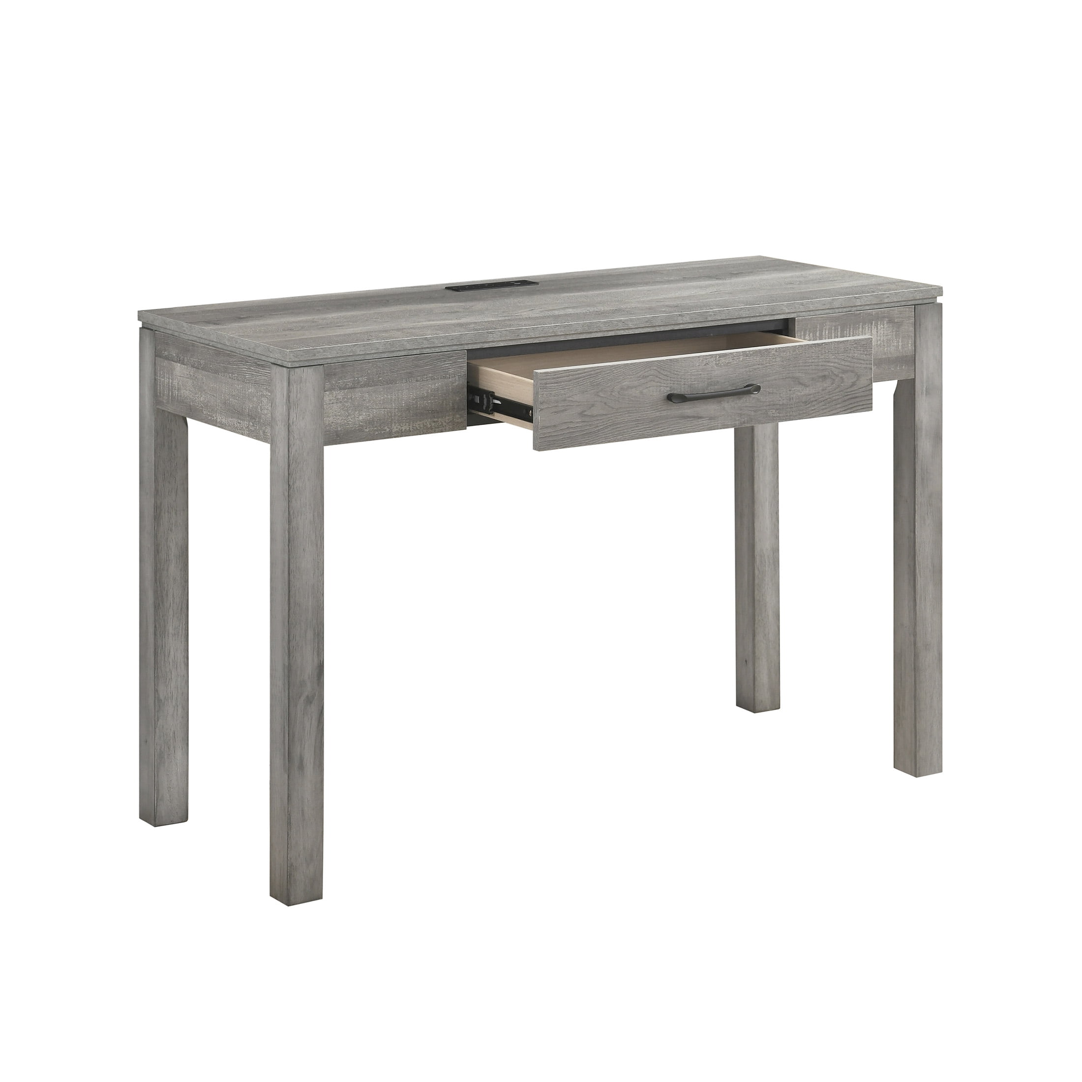OakvillePark Avenshire Wood Rectangle Writing Desk with Power Outlet and USB Charging Port, Gray