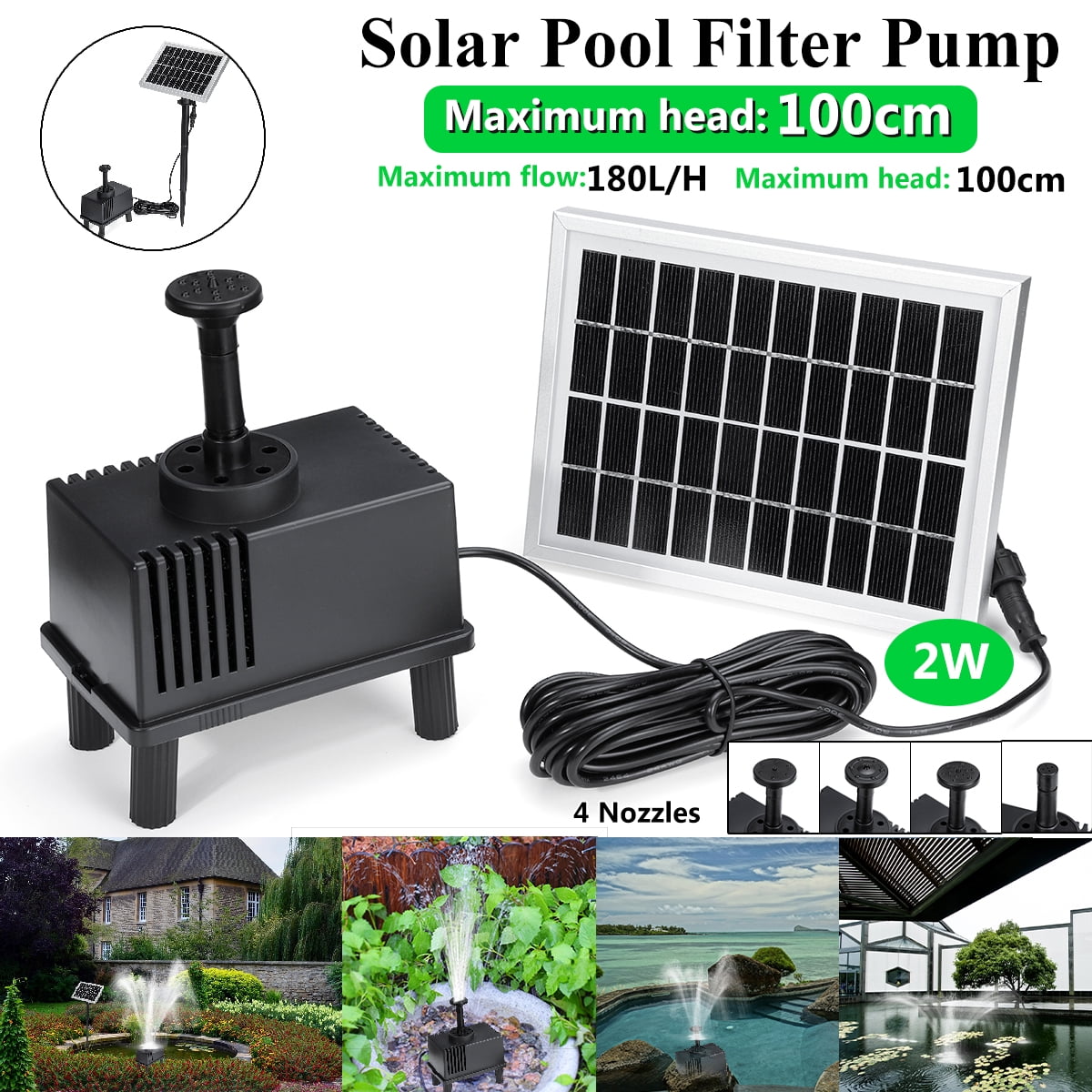 Home & Garden Brushless Solar Power Water Pump Panel Kit Fountain Pool