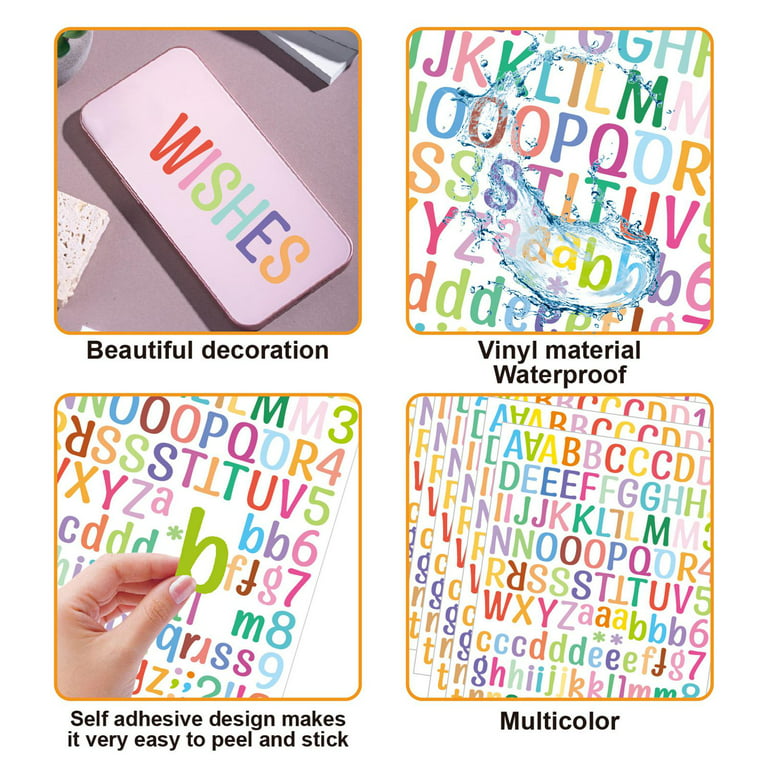 8x Letter Stickers Waterproof Easy to Peel and Paste English Alphabet Numbers Stickers Alphanumeric Stickers for Envelopes Mailbox Window with @, Size