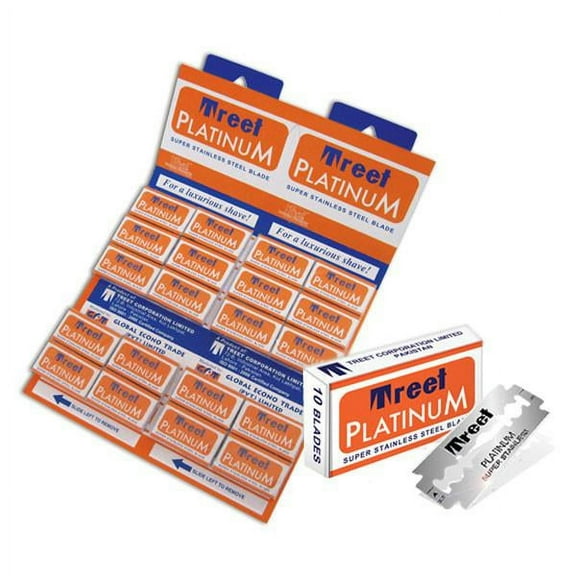 200 Treet Platinum Super Stainless Double Edge Safety Razor Shaving Blades