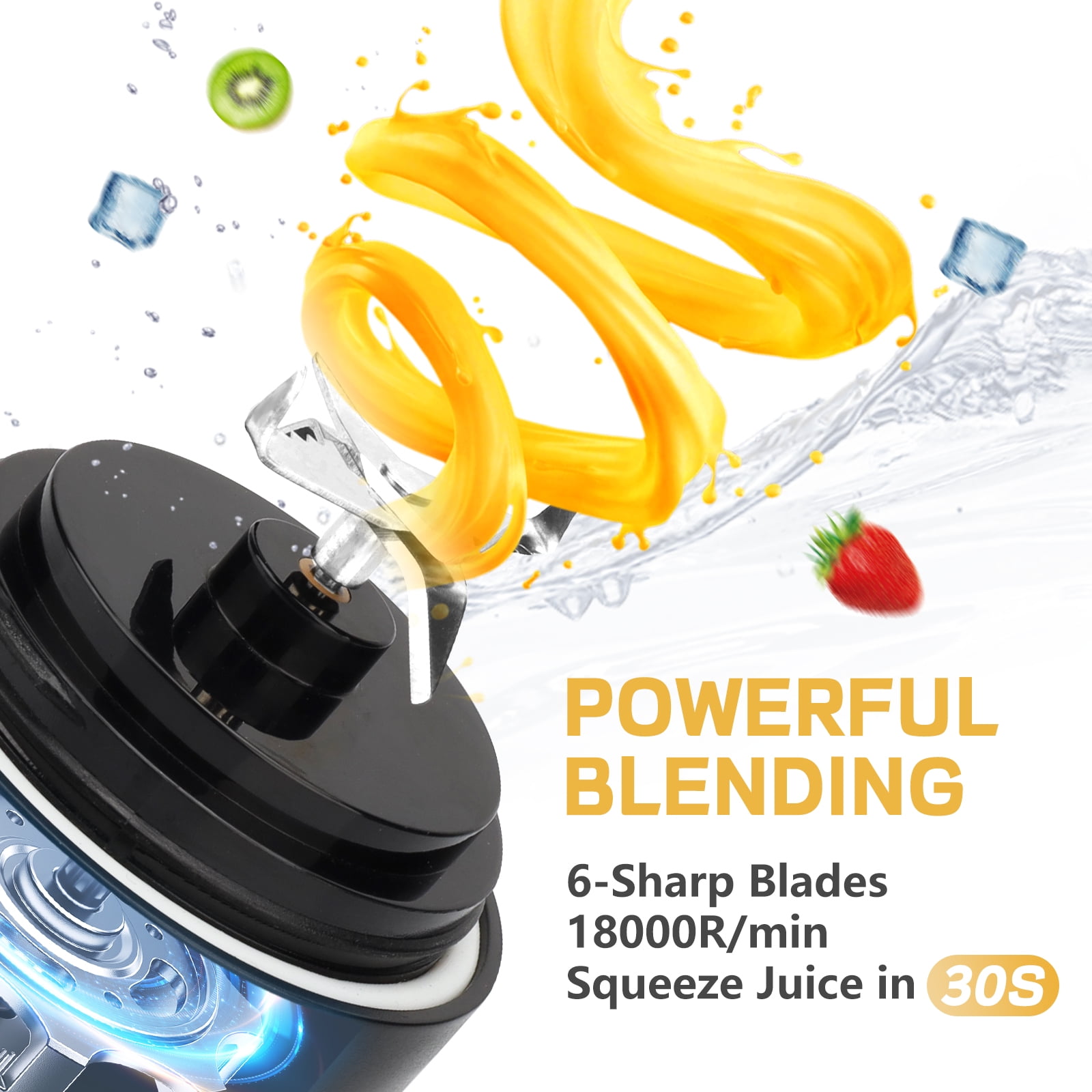 Portable Blender Personal Juicer for Shakes and Smoothies - 20 OZ Electric Protein Shaker Bottle with Insulated Sleeve, Travel Lid, USB-C Rechargeable - Mini Small Blender Cup for Kitchen,Office,Gym