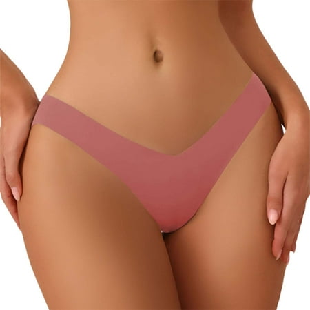 Mifelio Thongs for Women European and American Large Size Ice Silk Underwear Women s V Shaped Waist Pure Cotton Crotch Breathable Briefs Thong Panties for Women  Womens Underwear Watermelon Red XL
