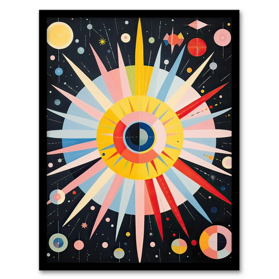 Celestial Navigation Hilma af Klint Style Abstract Oil Painting Planetary Cartography Art Print Framed Poster Wall Decor 12x16 inch