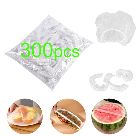 Elastic Food Covers Set | Reusable Plastic Bowl & Plate Covers with Elastic Edges | Stretchable Lids for Fruits, Bowls, Cups & Dishes | 300 Count Food Cover Pack