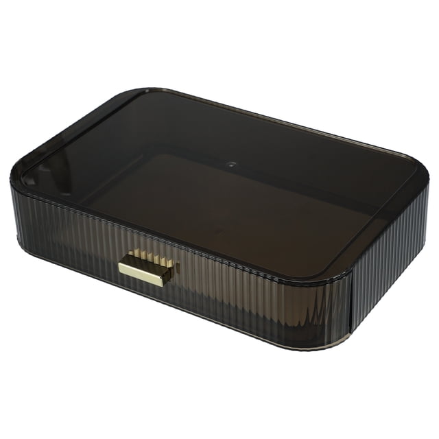 Cajones organizadores de maquillaje apilables, cajones organizadores de cosméticos translúcidos, cajones organizadores de maquillaje para almacenamiento de tocador de baño, cajón de maquillaje para encimeras de tocador, gris Unique Bargains vitrinas cosméticas