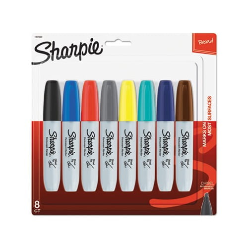 Chisel Tip Permanent Marker Medium, Assorted Fashion, 8/Pack