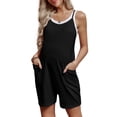 thumbnail image 5 of Maternity Women Solid Color Sleeveless Overalls Casual Loose Jumpsuit Shorts, 5 of 6