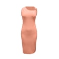 thumbnail image 7 of Efsteb Women Summer Dresses One-Shoulder Ring Detail Bodycon Midi Dress Sleeveless Slim Form-Fitting Ruched Side Slit Party Dress (Pink,XXL), 7 of 7