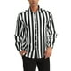 thumbnail image 1 of Camisa Casual de Manga Larga de Rayas Verticales para Hombre Inspire Chic, Ajuste Regular, Color Negro y Blanco, 1 of 7