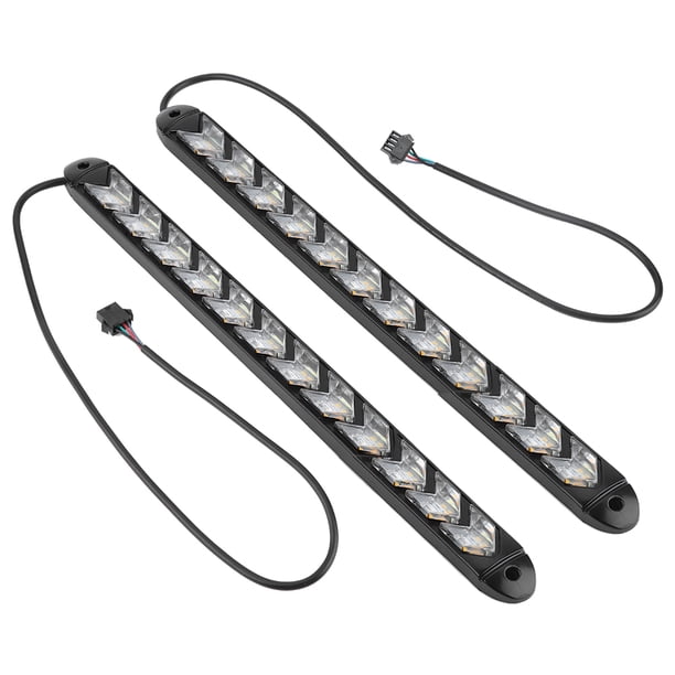 2 Piezas Flecha Intermitente de AutomÓVIL Impermable DRL FLORRO DE LUZ BLANCA/FRANJA DE COLOR ÁMBAR 12LLEDS