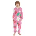 thumbnail image 2 of Strawberry and Flower Pattern One Piece Pajamas Soft Jumpsuit Cozy Sleep and Play Romper Zipper and Pockets 12-13Y, 2 of 8