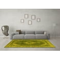 thumbnail image 3 of Ahgly Company Machine Washable Indoor Square Oriental Yellow Industrial Area Rugs, 4' Square, 3 of 4