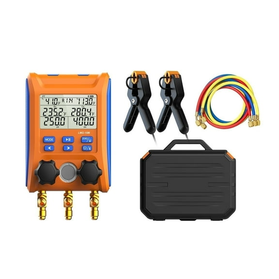 LMG-10W Digital Manifold Gauge 2-way Valve AC Gauges App Control With Thermometer Clamps For Systems ,Easy to Use