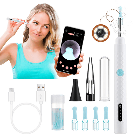 Visual Ear Wax Cleaner with 1080P HD Otoscope & 6 LED Lights, Visual Ear Wax Removal Kit, 360° Rotatable Lens, 3-Axis Gyroscope, 2-in-1 Ear Spoons & Tweezers, Washable Reusable Silicone Covers