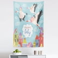 thumbnail image 1 of Party Tapestry, Storks Flying over Town Delivering Cartoon City Announcement, Fabric Wall Hanging Decor for Bedroom Living Room Dorm, 5 Sizes, Multicolor, by Ambesonne, 1 of 1