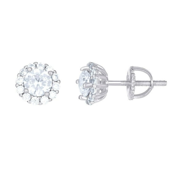 925 Sterling Silver Cubic Zirconia Mens Womens Flower Stud Earrings 7.5x7.5mm Wide Earring for Men