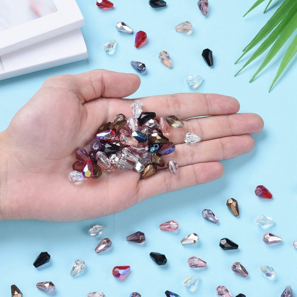 1bag Electroplate Czech Glass Beads Faceted Teardrop AB color Mixed color 12x8mm Hole: 1.2mm about 120pcs/bag