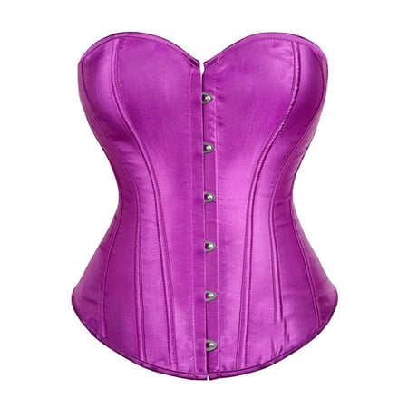 EINCcm Women s Satin Corset Top Lace Up Overbust Corset Bustier Lingerie Bodyshaper Bust Support Bustier