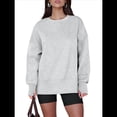 thumbnail image 2 of Sudaderas Oversize para Mujer, Cuello Redondo, Larga, Informales, Holgadas, con Aberturas, para Otoño Gris XL, 2 of 9