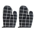 thumbnail image 1 of guantes aislantes para horno microondas, manoplas de cocina, resistentes al calor, de algodón y lino, antiescaldaduras (cuadros negros), 1 of 6