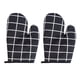 thumbnail image 1 of guantes aislantes para horno microondas, manoplas de cocina, resistentes al calor, de algodón y lino, antiescaldaduras (cuadros negros), 1 of 6