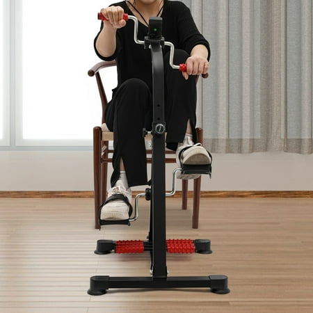 SENDERPICK 110LBS Pedal Exerciser Bike for Seniors While Sitting, Hand Arm Leg and Knee Stroke Recovery Fitness Bike for Seniors, Elderly physical therapy sit exerciser with LCD Screen