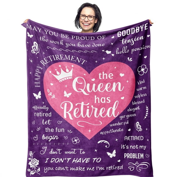 LHSHID Retirement Queen Gifts for Men Women Retired Gifts Unique Retirement Gift Ideas Cool Retirement Gifts Fleece Blanket 30x40in