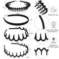 thumbnail image 4 of Black Headbands for Women Non Slip 8 PCS Elastic Plastic Zig Zag Headband with Teeth Comb Hairband Head Bands for Women's Hair 90s Hair Accessories for Women Mens Teens Girls, 4 of 7
