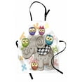thumbnail image 1 of Cartoon Apron Cartoon Elephant and Owls Floral Background Animal Love Big Eyes Boys and Girls, Unisex Kitchen Bib Apron with Adjustable Neck for Cooking Baking Gardening, Multicolor, by Ambesonne, 1 of 3