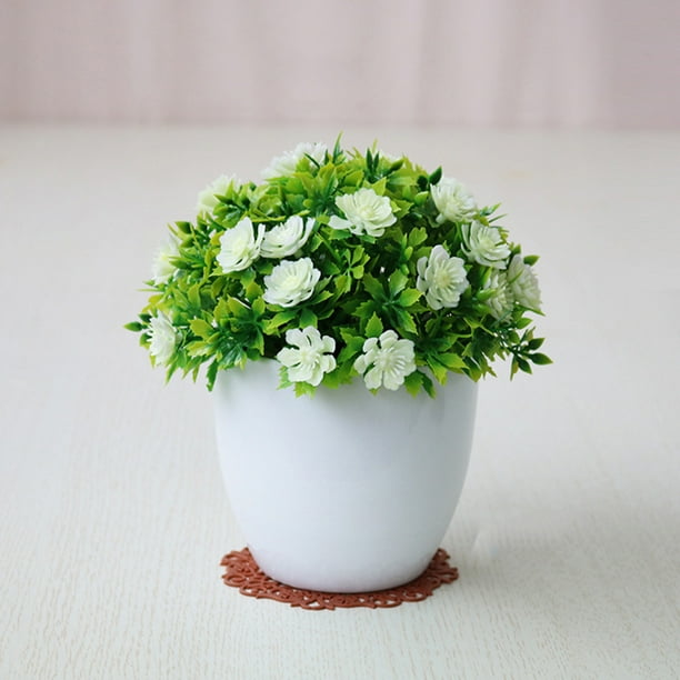 Uhuse Artificial Fake Potted Flower Plant Bonsai Outdoor Home Garden Decor Gifts Walmart Com Walmart Com
