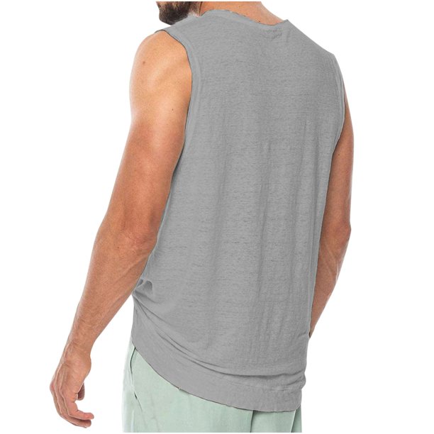 Hombres Casual Sólido Cuello Redondo Deportes Fitness Sin Mangas Camiseta Sin Mangas Camiseta Pompotops oipoqjl30325