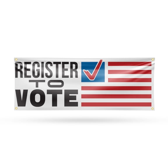 Register to Vote Banner Sign 18 Inch x 48 Inch | 13 oz Vinyl with Metal Grommets | Heavy-Duty Single-Sided Outdoor Durable Printed High-Quality Weatherproof | Made in the USA