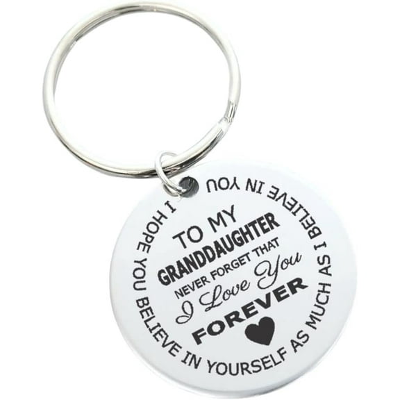 To My Granddaughter I Love You Forever Sentimental Stainless Steel Keychain