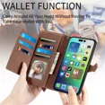 thumbnail image 4 of For iphone 17 Pro 6.3-inch Case, Wallet for Women Men, Durable PU Leather Magnetic Flip Lanyard Strap Wristlet Zipper Card Holder Wallet Phone Case for iphone 17 Pro, 4 of 10