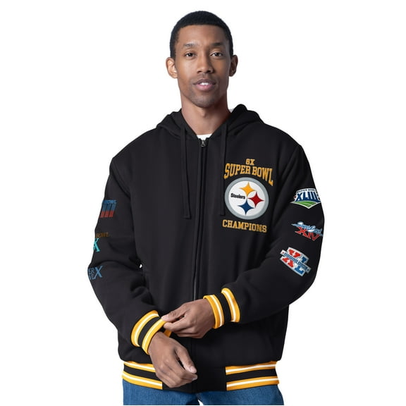 Men's G-III Sports by Carl Banks  Black Pittsburgh Steelers Power Forward Commemorative Full-Zip Hooded Jacket