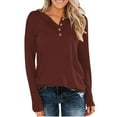 Womens Henley Tops Long Sleeve Cotton Shirts Thermal Pullover Casual