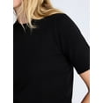 thumbnail image 6 of Free Assembly Women's and Women's Plus Cozy Yarn Shrunken Sweater Tee with Short Sleeves, Solid & Print, Lightweight, Sizes XS-4X, 6 of 6