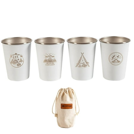 

Camping Cups Stackable | 4 Pieces 304 Stainless Steel Travel Tumblers | Water Tumblers Drinking Cups for Home School Office Camping BBQ 350ml