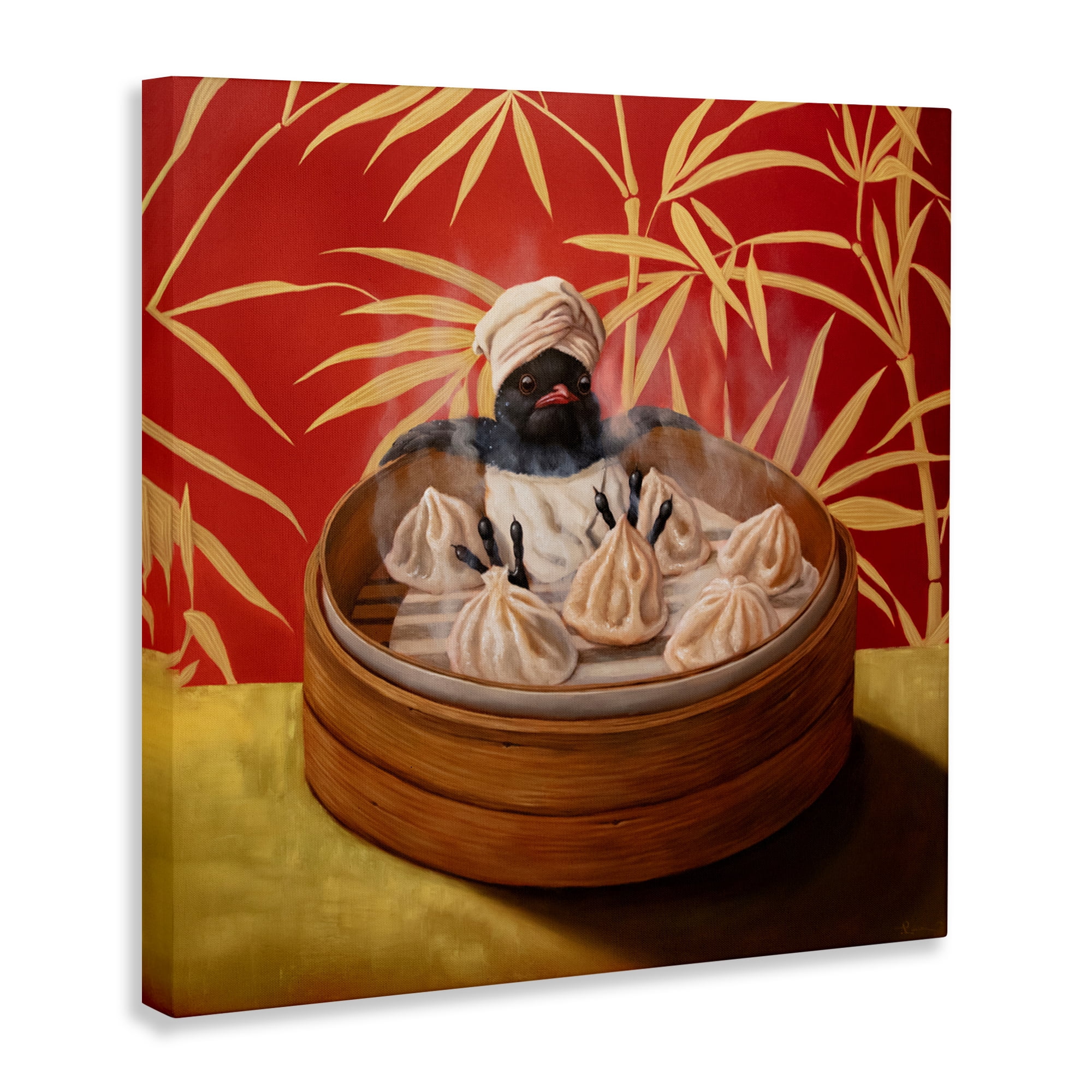 Bamboo Steamer Bird Canvas Wall Art, design by Lucia Heffernan