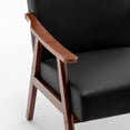 thumbnail image 3 of PAPROOS Accent Chair with Thick Backrest, Arm Chair with Tech Cloth, Sturdy Wood and 350lbs Capacity, Mid-Century Modern Sofa Chair with Open Bottom for Living Room, Bedroom, Black, 3 of 9