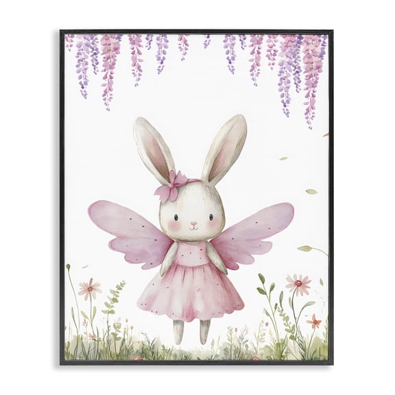 Stupell Industries Eclectic Woodland Bunny Forest Fairy Black Framed Giclee Art, 11 x 14, by LSR Design Studio