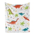 thumbnail image 1 of Cartoon Soft Flannel Fleece Throw Blanket, Prehistoric Nature Doodle with Dinosaurs Volcano Palm Trees Hand Drawn Wildlife, Cozy Plush for Indoor and Outdoor Use, 60" x 80", Multicolor, by Ambesonne, 1 of 6