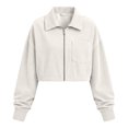 thumbnail image 4 of thefmos Women's Collared Zip Up Cropped Corduroy Jacket with Chest Pocket Solid Color Casual Coat Trendy Fall Winter Clothes, White 2XL, 4 of 5