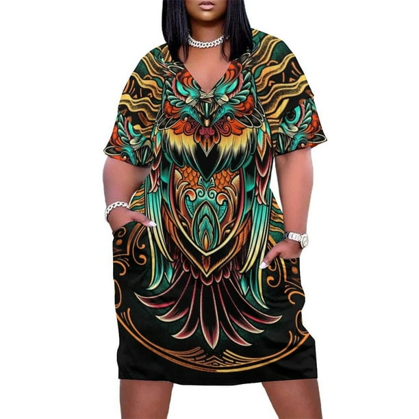 Owl - The Watcher-Vestido largo holgado con bolsillos para mujer vestido de lujo para fiesta de noche y graduación