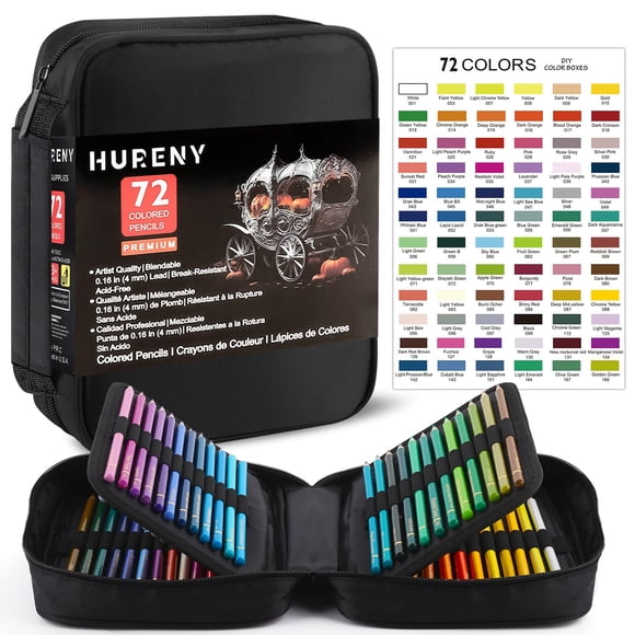 Lápices de colores Hureny de 72 colores con núcleos blandos a base de aceite